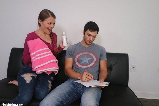Kitty Quinn gives her hung stepson a very personal and eager handjob