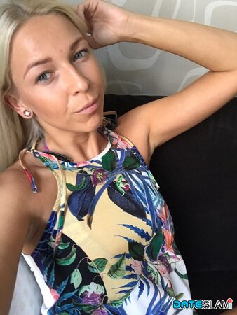 Slovenian blonde mommy displays her tight cleavage and more
