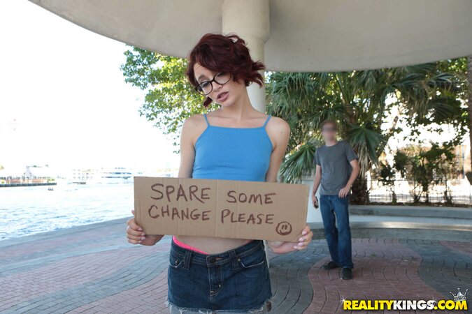 Tattooed redhead Lola Fae sucks dick and gets rammed hard in public