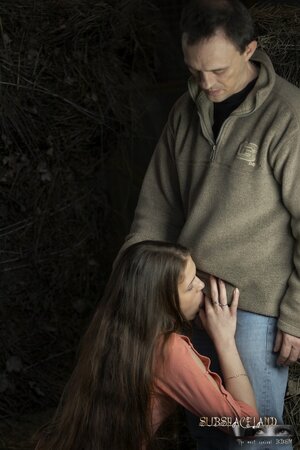 Lucky groom impales pretty faces of naive naked sluts crying in the stable