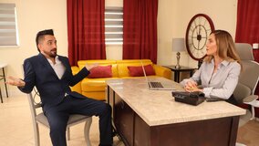 Female boss invites a man over and she makes him hard