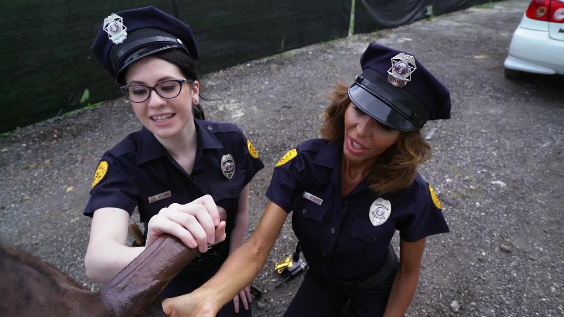 Police uniform threesome