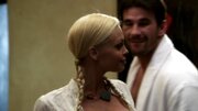 A blonde with pigtails is on her man and she is riding cock