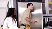 A black girl is getting fucked by a white plumber in her wet pussy