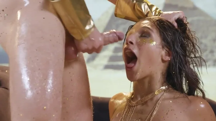 Abella Danger covered with gold and oil gets ass fucked to squirt ...