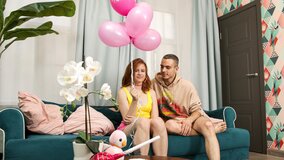 Horny Redhead Gets Balloons And Gives Pussy To Boyfriend