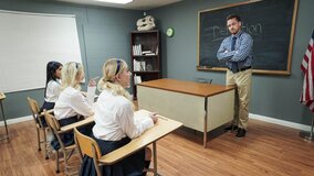 Gorgeous school babes are getting fucked by Kyle Mason