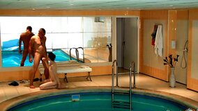 Tight teen contortionist getting fucked by the pool