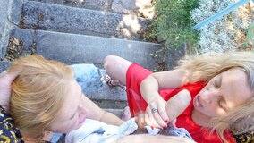 Attractive lesbian hotties fucking lad long dick until orgasms