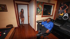 Christina Lina playing with his black dick to convince him