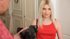 Gorgeous blonde fucked and sprayed with cum at an audition