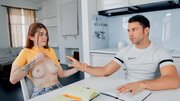 Hot Student With Her Friend Fucks In The Kitchen On A Study Break
