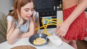 Cute Babes Live Together And Have Breakfast Cute Pussies