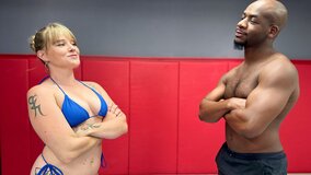 Tattooed blonde gives a blowjob and takes on a BBC